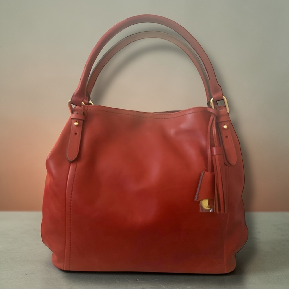 Red Leather Tassel Shoulder Bag - Women - Picture 5 of 16